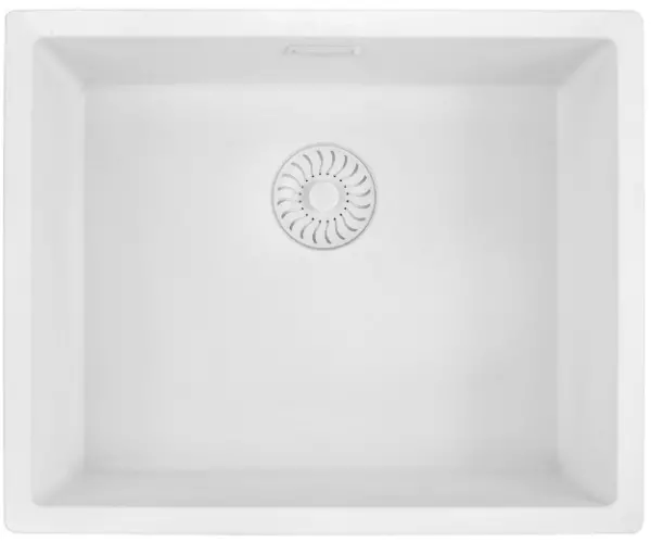 Caressi White Line évier en quartz blanc 50cm à fleur de plan CAGRPP50WH-FL 1208921342