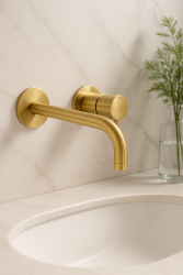 Robinet de lavabo encastré Watervolution Flow en laiton brossé avec bec de 15 cm T116BLE-15