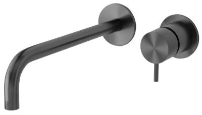 Robinet de lavabo encastré Watervolution Flow PVD Gun Metal avec bec de 25 cm T116BGME-25