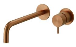 Waterevolution Flow Robinet de lavabo encastré en cuivre brossé PVD avec bec de 21 cm T116BCPE-21