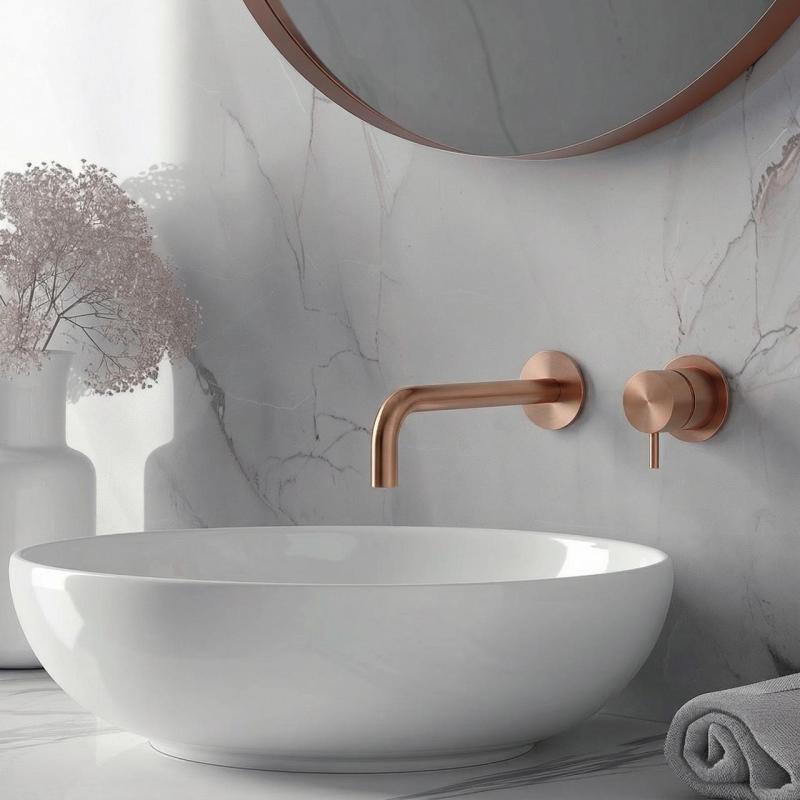 Waterevolution Flow Robinet de lavabo encastré en cuivre brossé PVD avec bec de 21 cm T116BCPE-21