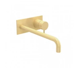 Waterevolution Flow Mitigeur de lavabo encastré avec plaque de recouvrement PVD Or Clair et bec 21cm T1161WGE-21