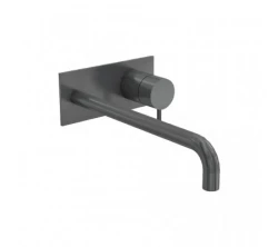 Waterevolution Flow Mitigeur de lavabo encastré avec garniture en PVD Gun Metal et bec 15cm T1161GME-15