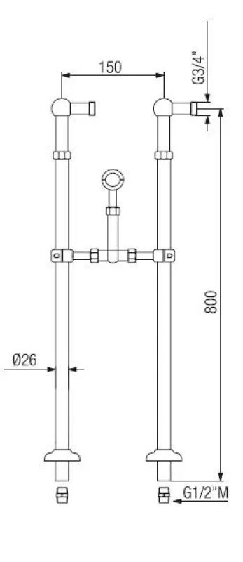 PB Mitigeur de baignoire sur pied nostalgique manettes à croisillons Chromé 6000