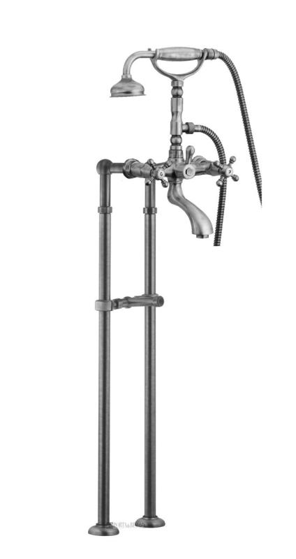 PB Mélangeur de baignoire sur pied nostalgique manettes à croisillons Bronze 6000