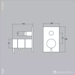 Waterevolution Flow mitigeur thermostatique de douche encastré avec 2 sorties noir mat T132TBBPR avec boîte TEC