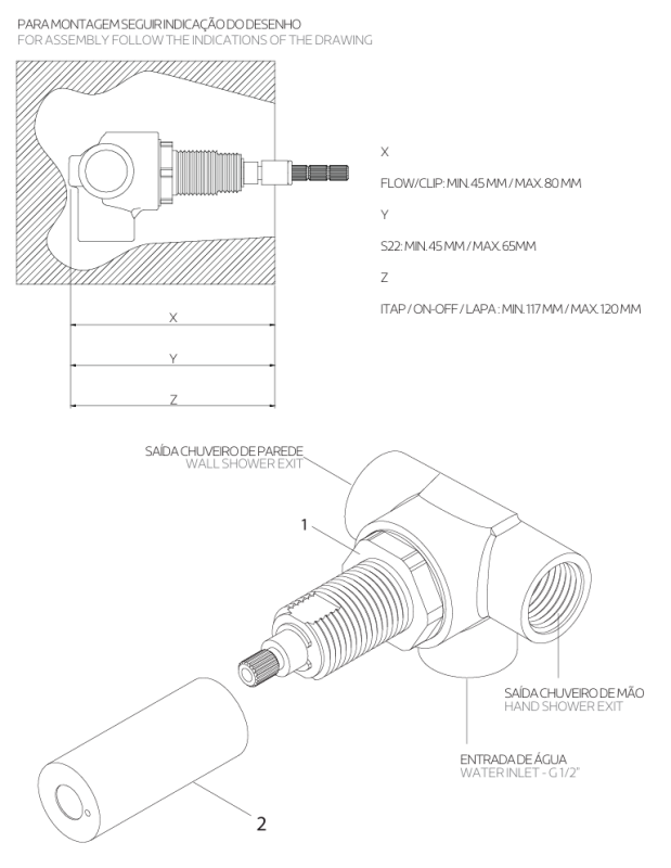 Waterevolution Flow mitigeur encastré à 2 sorties inox avec rosace ronde