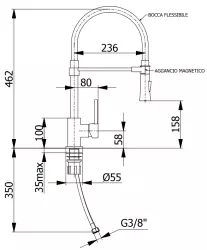 Robinet de cuisine haut DEMM avec bec pivotant et fonction douche chrome/noir 1208947355