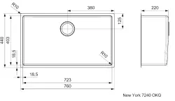 Reginox New York grand évier en acier inoxydable 72x40 avec bouchon OKG R31377