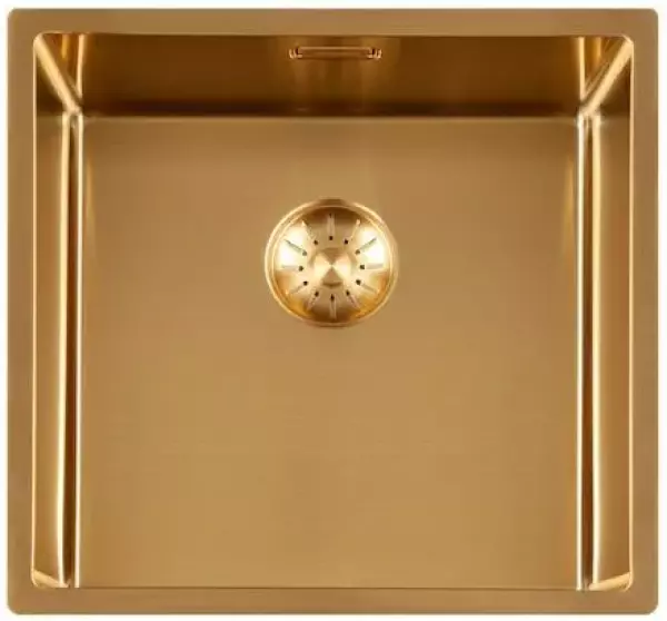 Lorreine 40SP-Gold Evier de luxe en acier inoxydable PVD Gold 40x40 sous plan, à fleur de plan ou en surface 1208952328