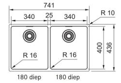 Franke Maris Double évier en acier inoxydable MRX 220 sous plan, à fleur de plan ou en surface 1270568051