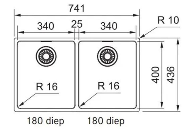 Franke Maris Double évier en inox MRX 220 sous plan, à fleur de plan ou en surface 1270568051