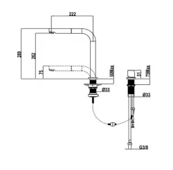 Voici la traduction en français de votre texte : Mitigeur de cuisine à deux trous Cisal avec bec rétractable, remplaçant de blanc Chrome LC00009021.