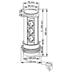 EVOline Port 3 Prises de courant escamotables Mise à la terre de type E noir