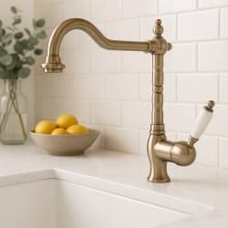 PB nostalgic robinet mural à levier unique montage en saillie levier blanc inox 1208952878