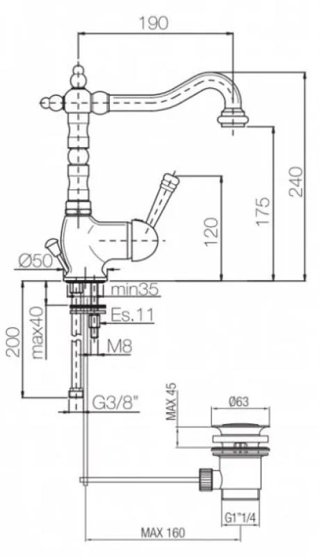 PB Mitigeur lavabo nostalgique Vintage inox