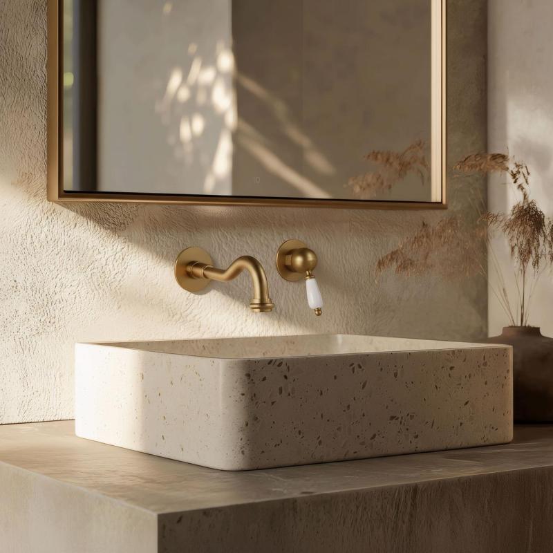 PB nostalgique mitigeur de lavabo encastrable bec Vintage 21cm Bronze