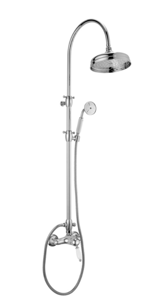 PB Ensemble de robinetterie de douche nostalgique avec douche à effet pluie chrome