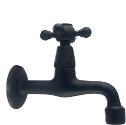 PB classic robinet de lavabo mural avec manette croisillon eau froide noir mat 1208952981