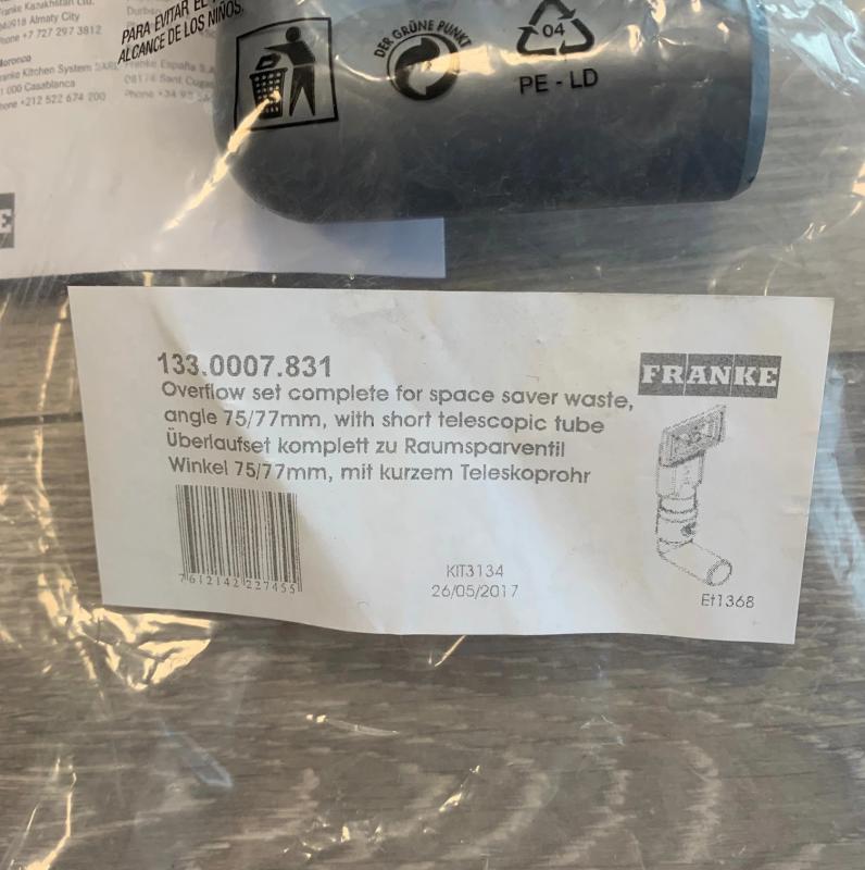 Franke Raccord de trop-plein Angle universel 75/77 133.0036.499