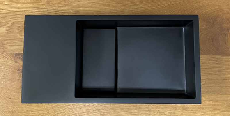 Solid-S Fontaine en solid surface L36 x P18 x H10 cm, noir mat, avec couvercle 1208953168