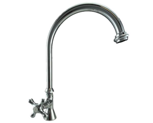 PB Classic Robinet de lavabo avec manette croisillon eau froide avec bec rond haut Chromé 1208953274