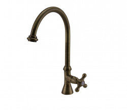 PB Classic Robinet de lavabo avec manette croisillon eau froide avec bec rond élevé Bronze 1208953275