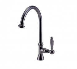 PB Classic Robinet de lavabo avec levier blanc eau froide avec bec rond élevé Chromé 1208953277