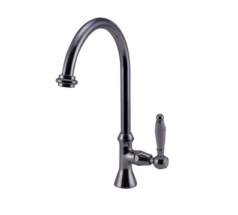PB Classic Robinet de lavabo avec levier blanc eau froide avec bec rond élevé Chromé 1208953277