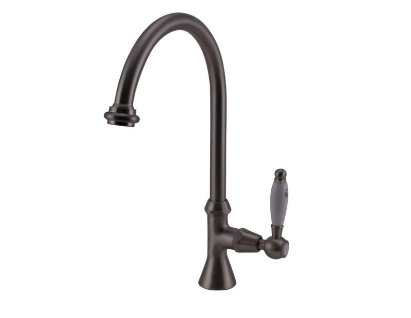 PB Classic Robinet de lavabo avec levier blanc eau froide avec bec rond élevé Acier inoxydable 1208953279