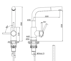 Reginox Palm robinet de cuisine en acier inoxydable bec pivotant entièrement en acier inoxydable brossé R34583