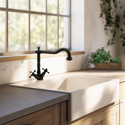 Robinet de cuisine rustique nostalgique V1910 noir mat 1208953461