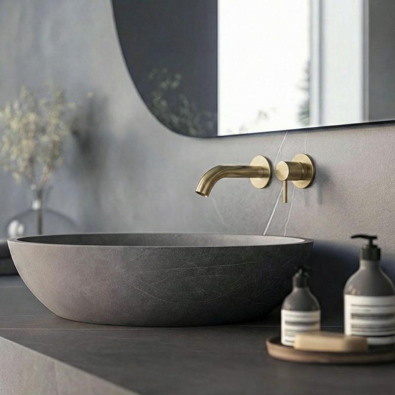 SB Round 316 Mitigeur de lavabo encastré laiton satiné 316 PVD 102mm