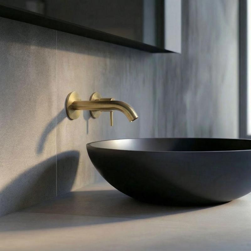 SB Round 316 Mitigeur de lavabo encastré en laiton satiné PVD 132mm