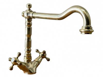 Mitigeur de cuisine nostalgique V1910 Robinet en laiton naturel décoloré 1208953525