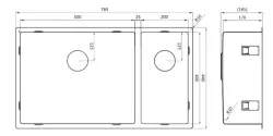 Lorreine 5020SP évier grand bac en acier inoxydable 5020cm pour montage pour montage sous plan, à fleur de plan ou en surface1208953620