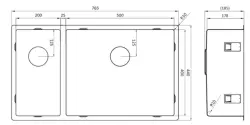 Lorreine 2050SP grand bac en acier inoxydable un bac et demi 2050cm pour montage sous plan, à fleur de plan ou en surface 1208953621