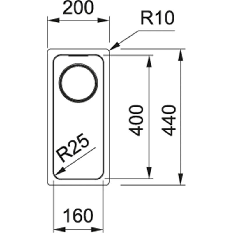 Franke Mythos MYX 110.16 petit évier en inox 16x40cm sous plan 122.0638.196