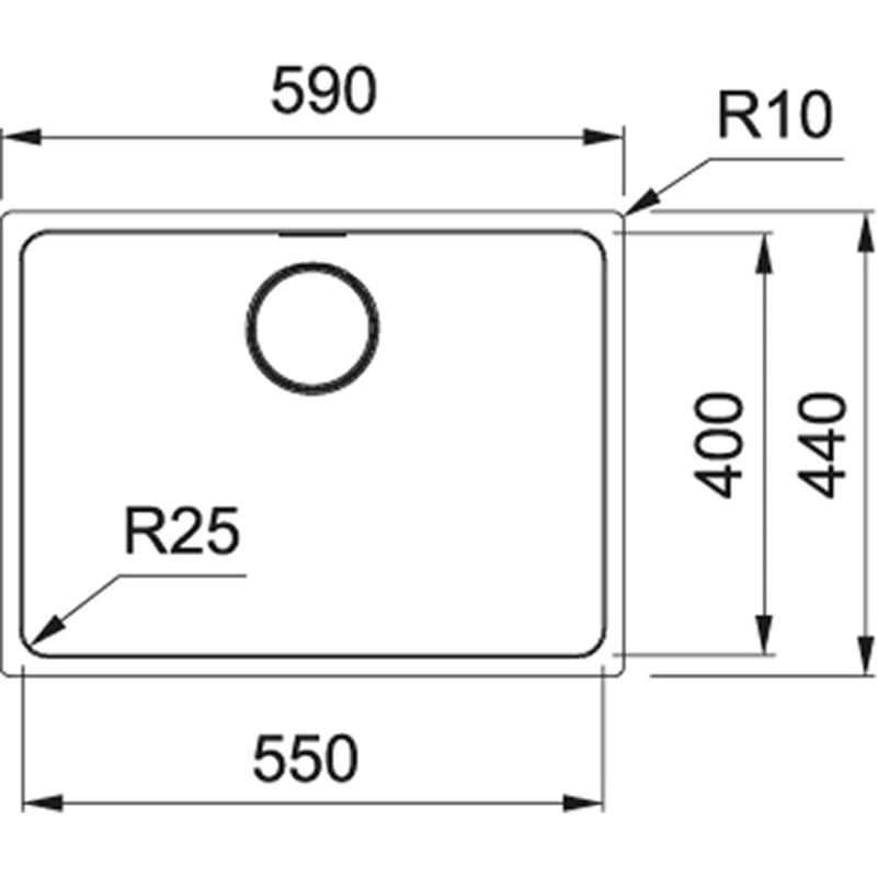 Franke Mythos MYX 110.55 évier en inox 55x40cm sous plan 122.0626.398