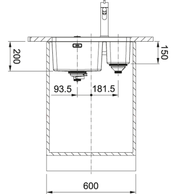 Franke Mythos MYX 160.34.16 BL évier 1 bac et demi en inox sous plan 34+16cm 122.0638.273