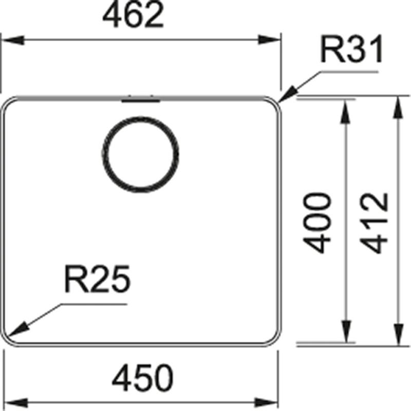 Franke Mythos MYX 210.45 évier en inox 45x40cm pour montage à fleur de plan de travail 127.0626.414