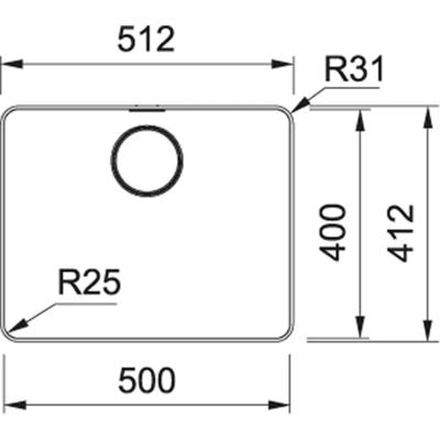 Franke Mythos MYX 210.50 évier en inox 50x40cm pour montage à fleur de plan de travail 127.0626.415