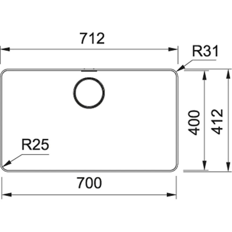 Franke Mythos MYX 210.70 évier en inox 70x40cm pour montage à fleur de plan de travail 127.0626.420