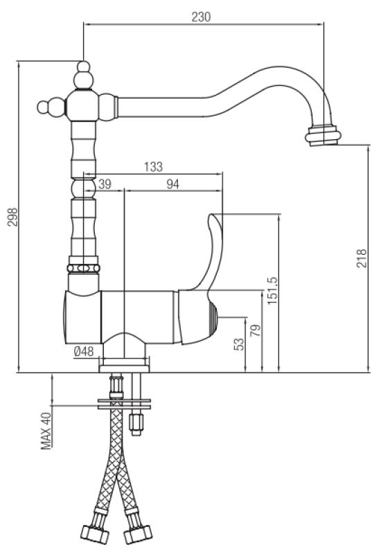 PB Vintage Nostalgic robinet de cuisine robinet de fenêtre pliable en inox 1208953757