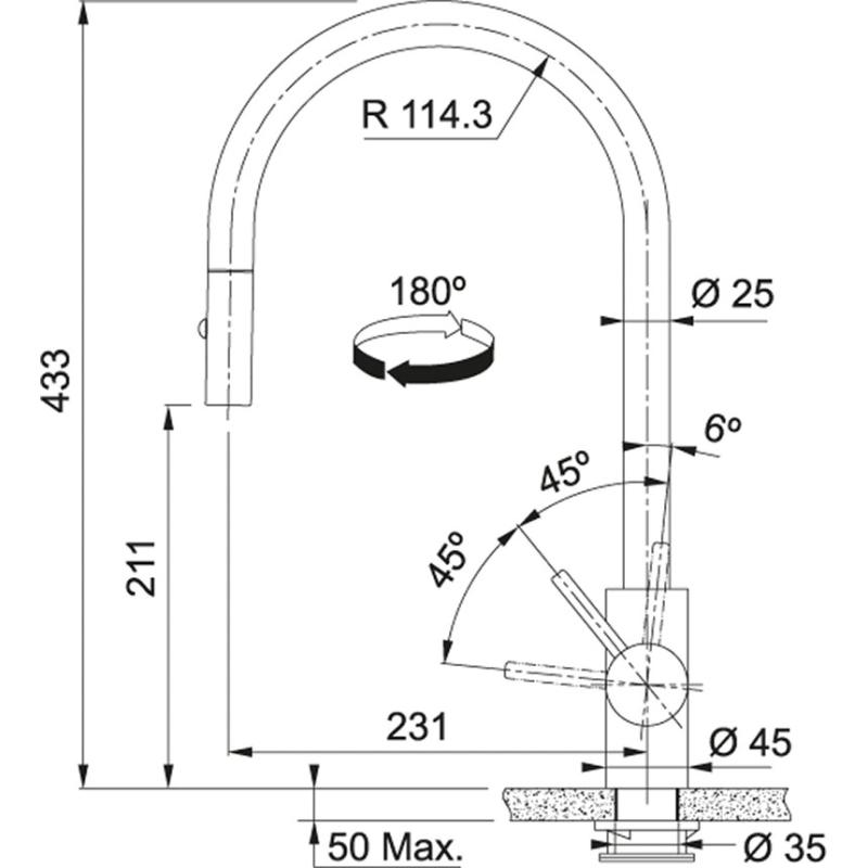 Franke Robinet de cuisine Eos Neo avec bec extractible tête de pulvérisation entièrement en inox 115.0590.045