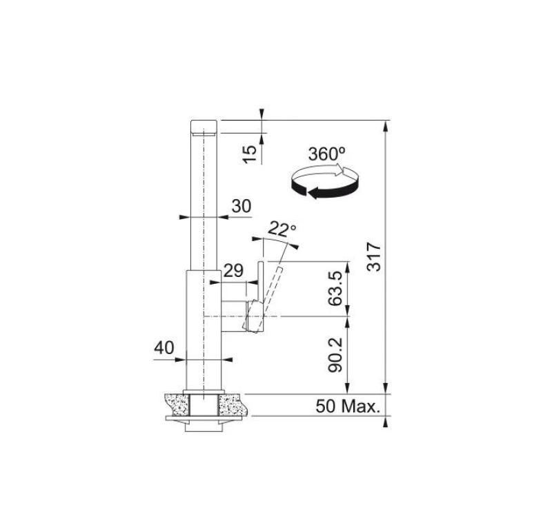 Franke Mythos robinet de cuisine avec bec pivotant inox 115.0547.852