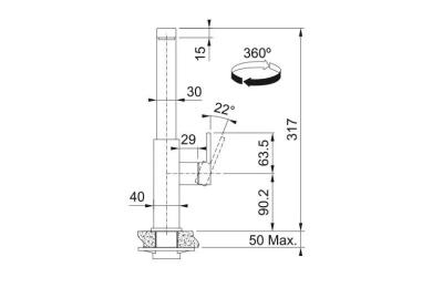 Franke Mythos Robinet de cuisine avec bec pivotant noir brossé 115.0550.441