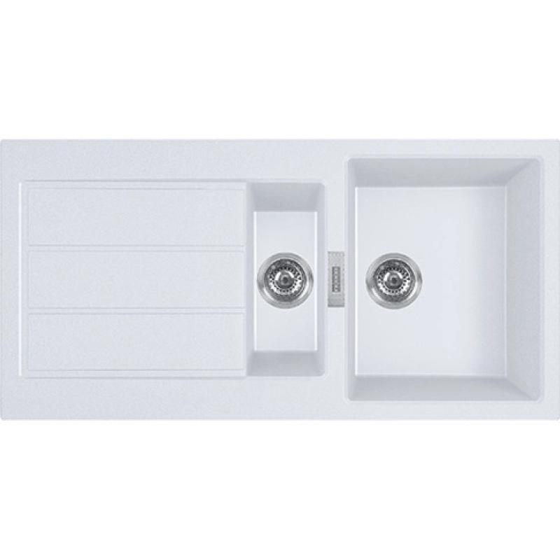 Franke Sirius 2 S2D 651 plastique 1,5 bac et demi avec égouttoir blanc en saillie 100x50 143.0634.555