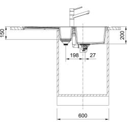 Franke Sirius 2 S2D 651 plastique noir 1,5 évier un bac et demi avec égouttoir montage en surface 100x50 143.0634.554