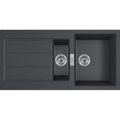 Franke Sirius 2 S2D 651 en plastique noir 1,5 évier à une cuve et demie avec égouttoir en surface 100x50 143.0634.554